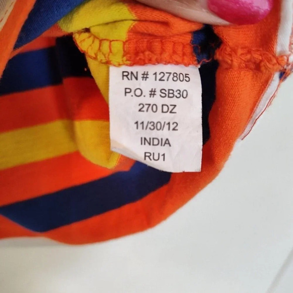 USPA T-Shirt Men Size S Orange Colorful Striped Embroidered Logo Short Sleeve - Picture 6 of 6